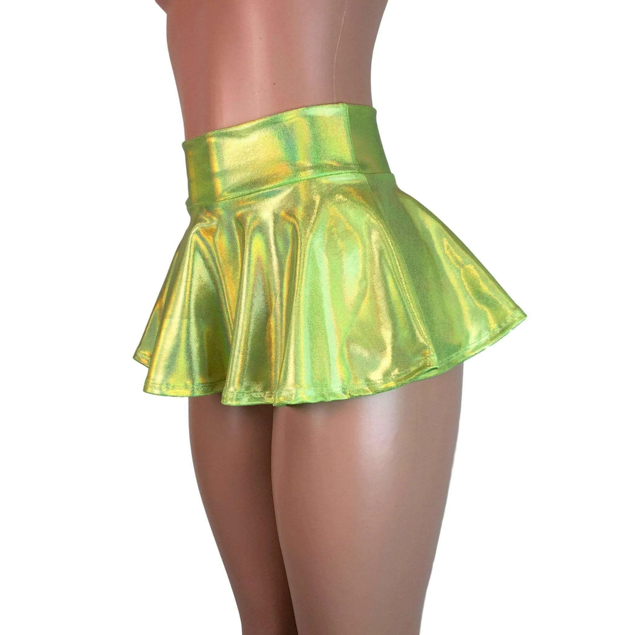 10" Skater Skirt - Lime Green Holographic