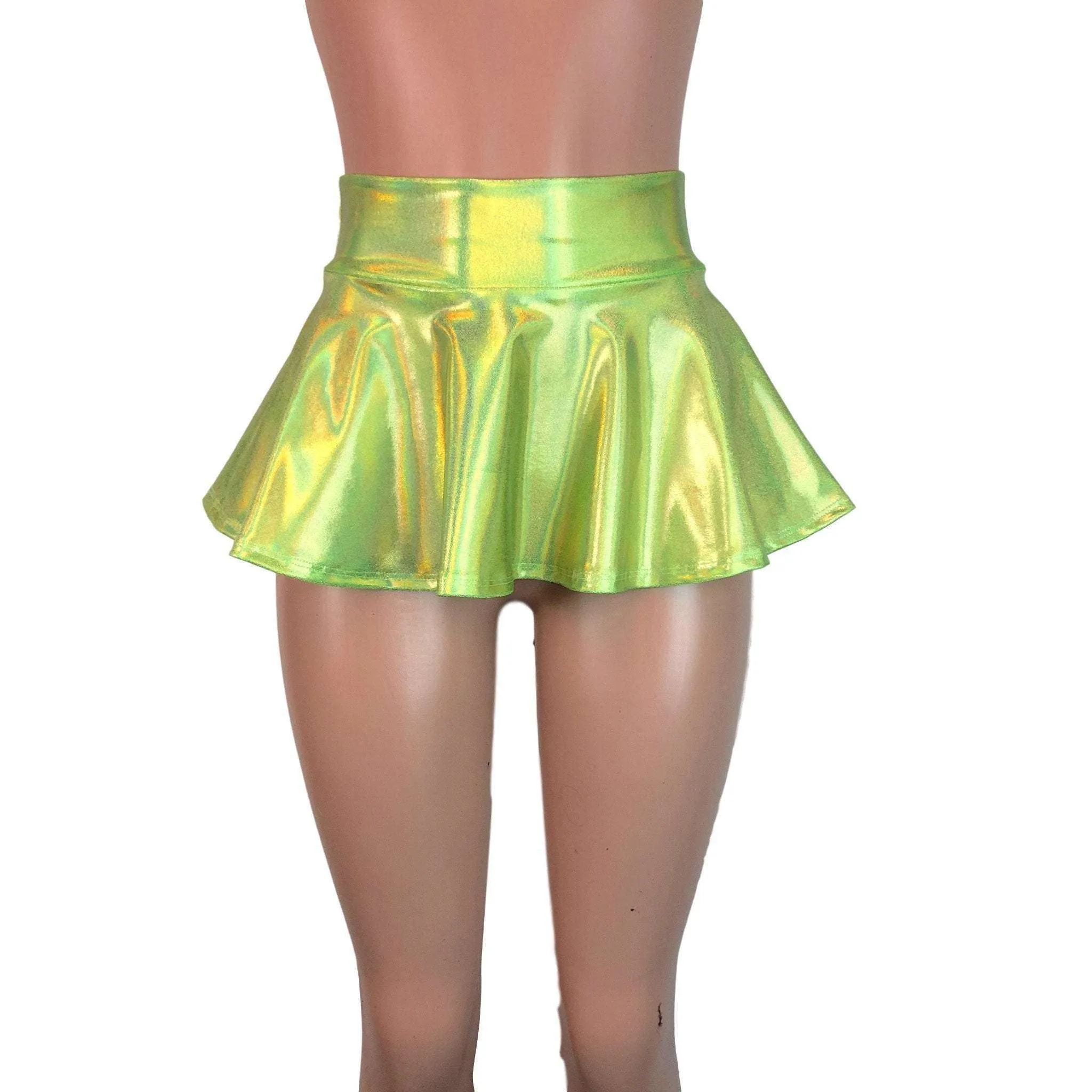 10" Skater Skirt - Lime Green Holographic