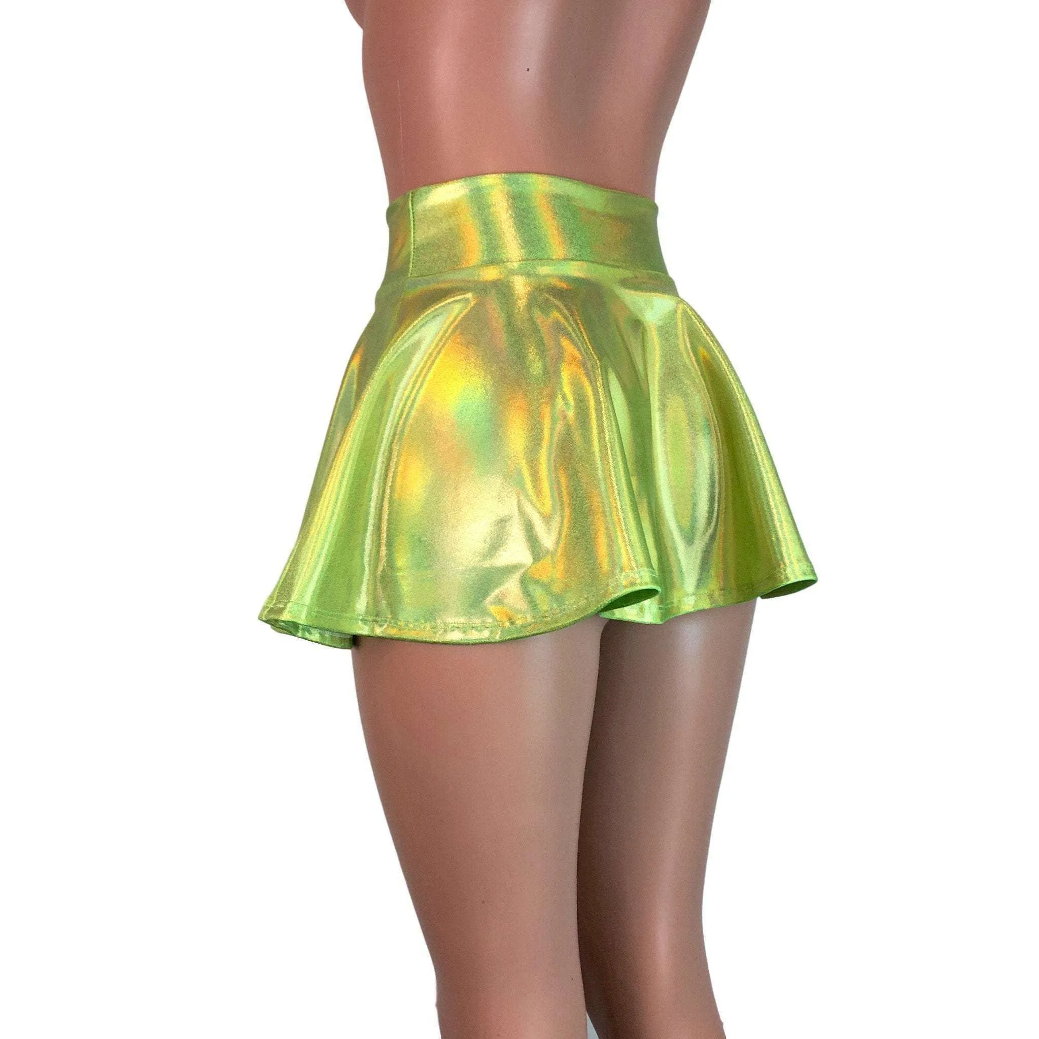 13" Skater Skirt - Lime Green Holographic