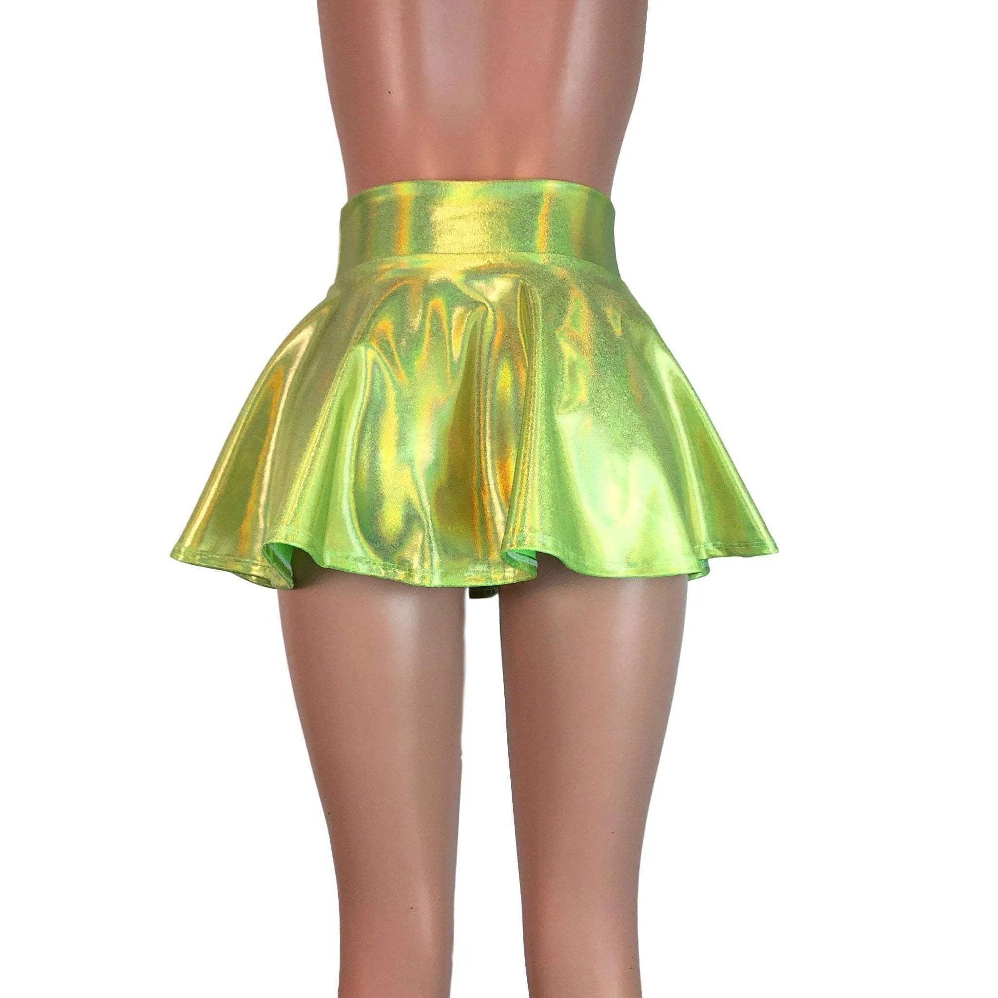 13" Skater Skirt - Lime Green Holographic