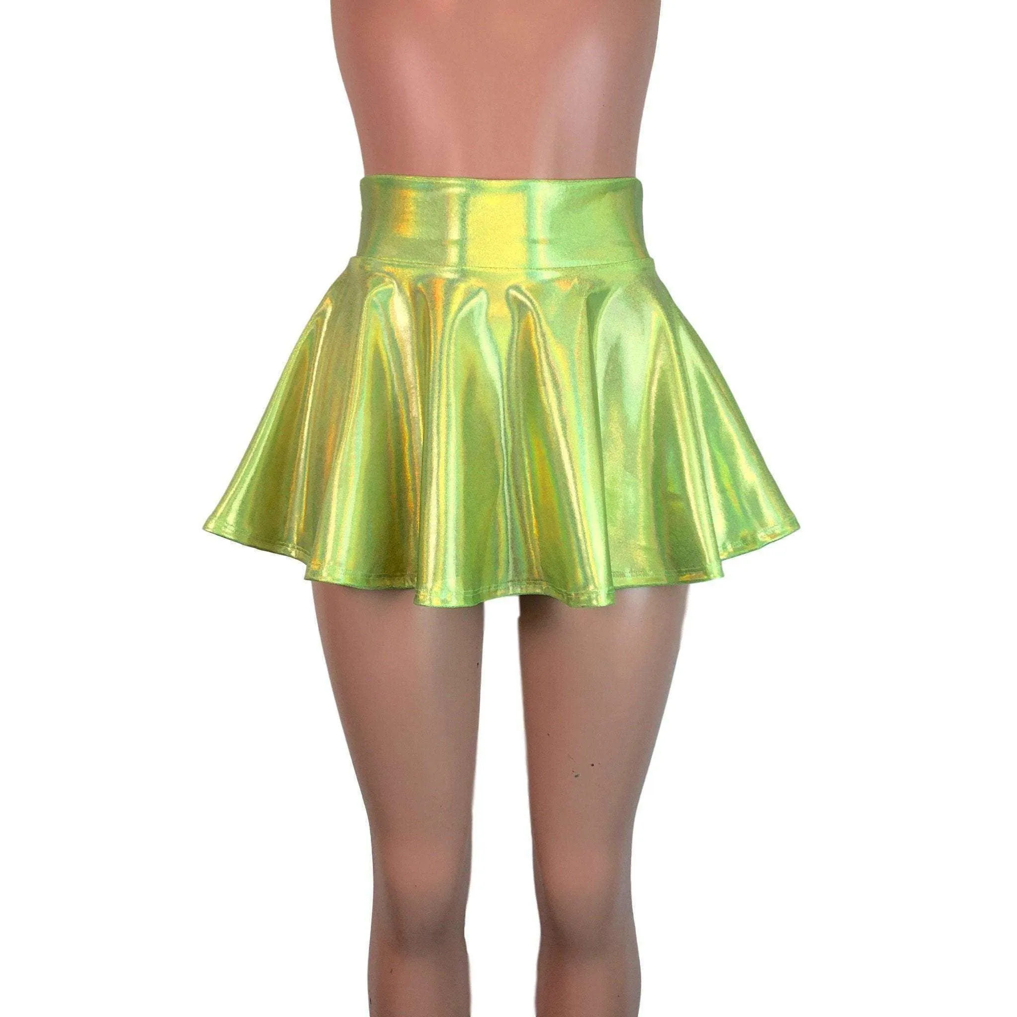 13" Skater Skirt - Lime Green Holographic