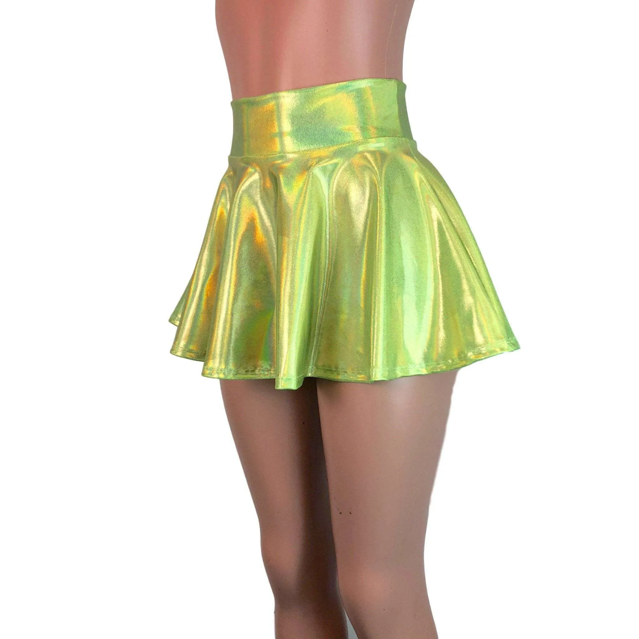 13" Skater Skirt - Lime Green Holographic