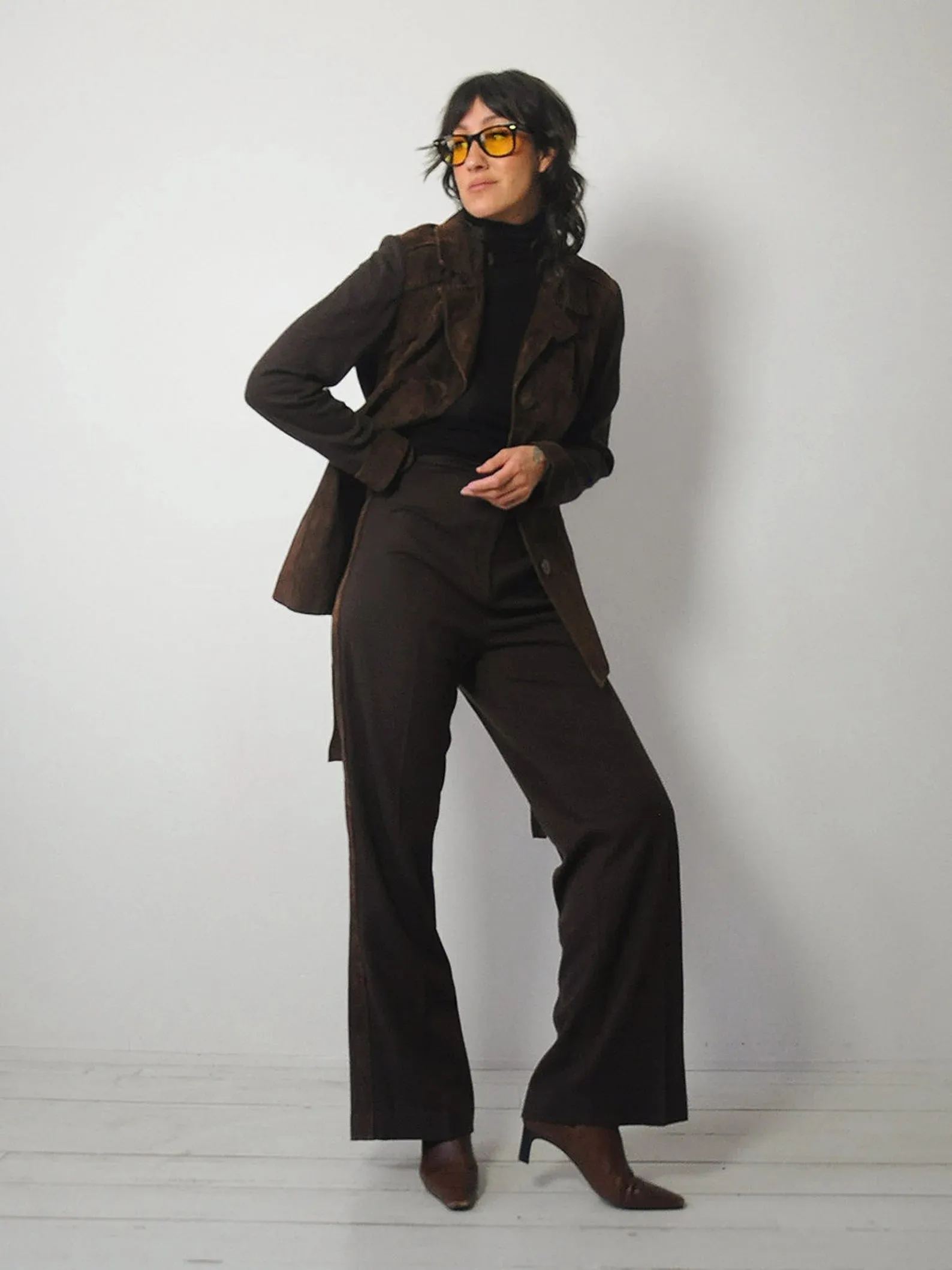 1970's Chocolate Suede Pant Set