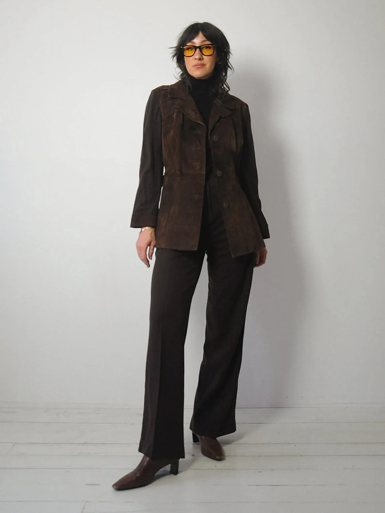 1970's Chocolate Suede Pant Set