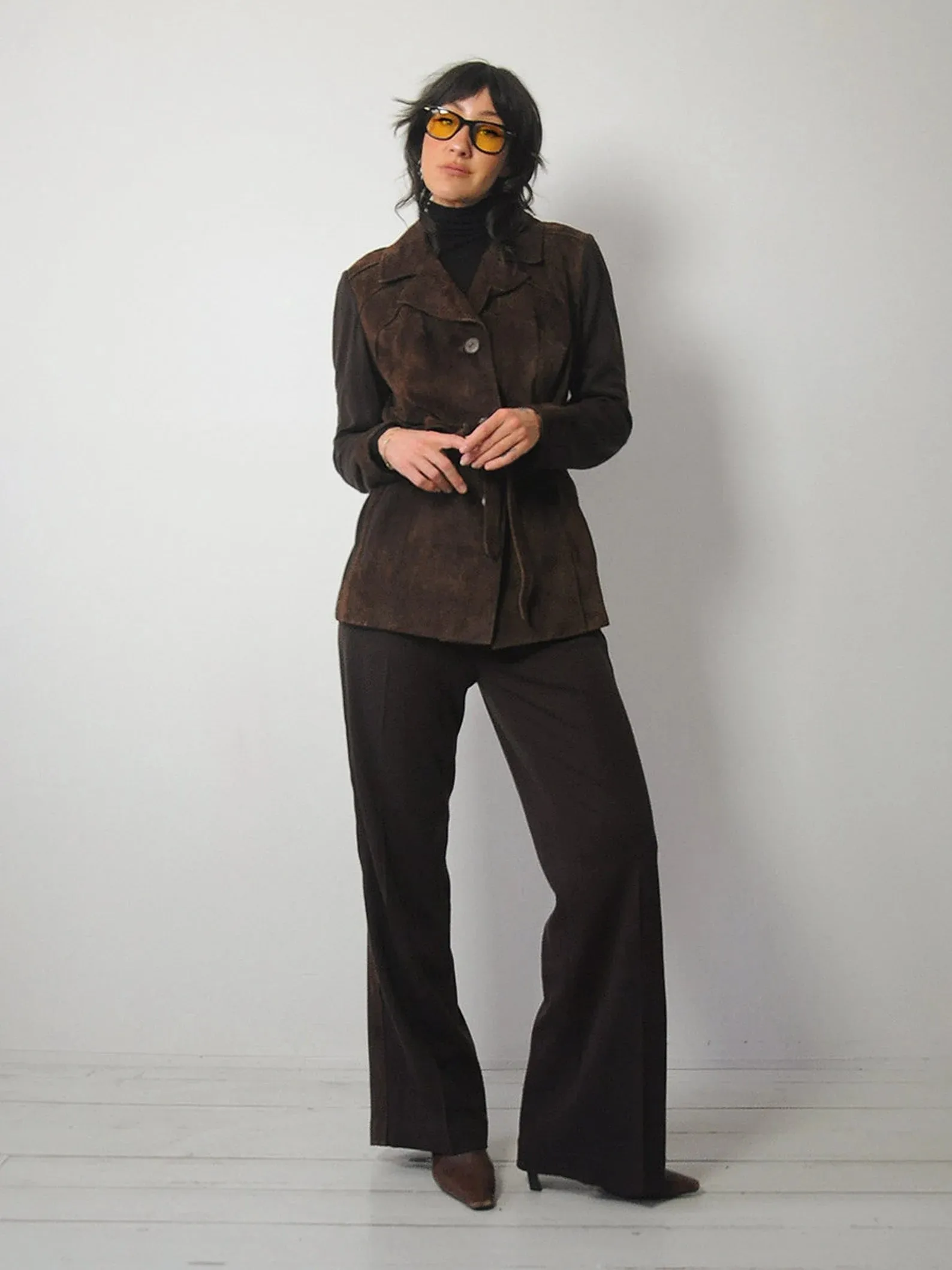 1970's Chocolate Suede Pant Set