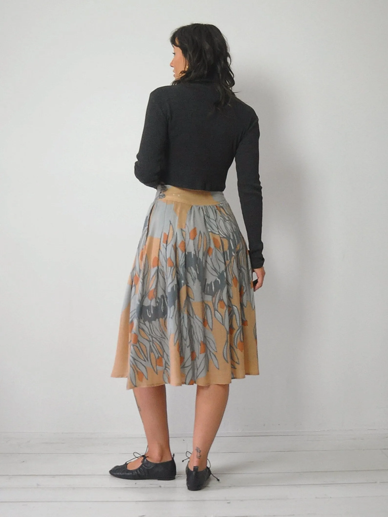 1970's Parisian Knit Floral Skirt