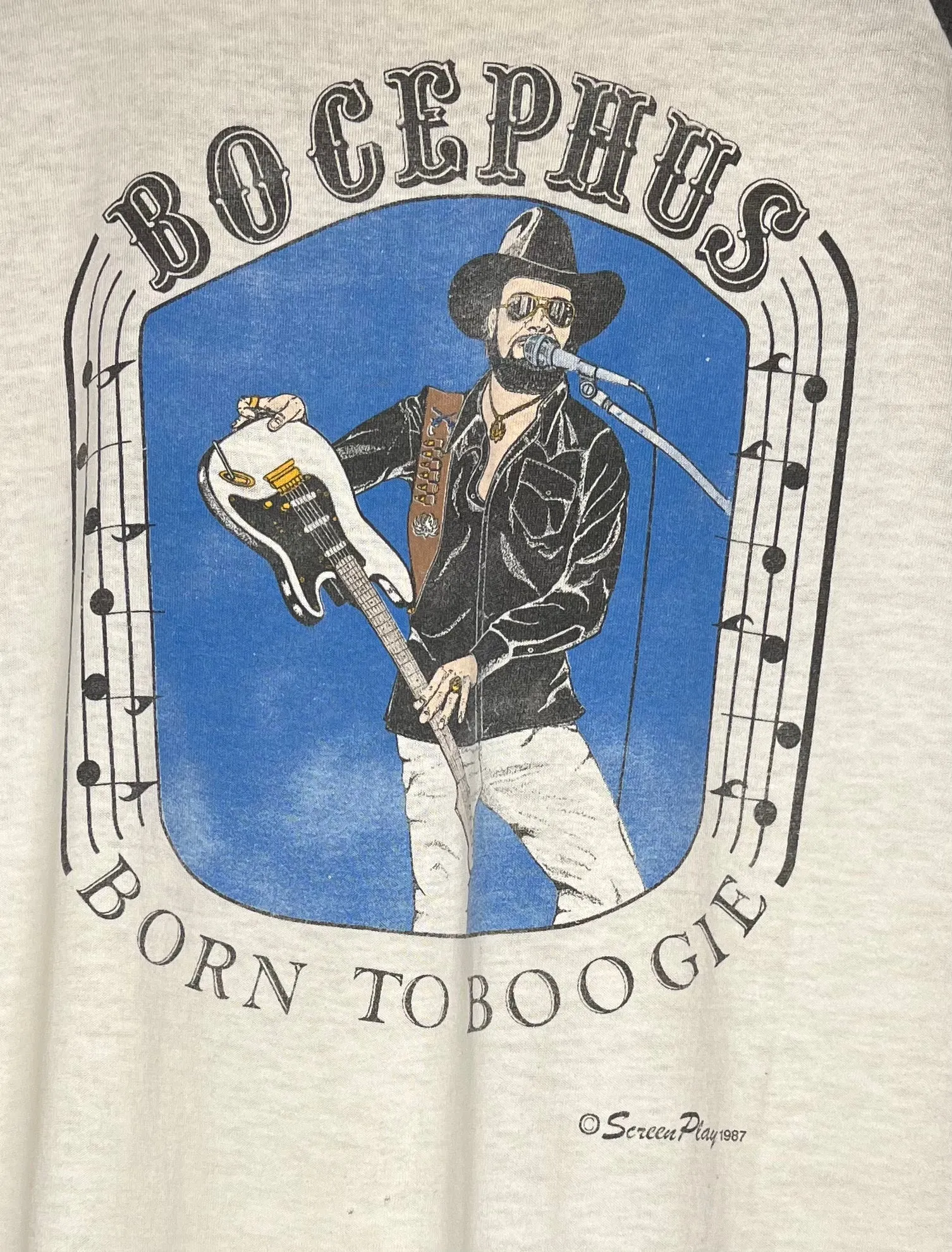 1987 Hank Williams Jr. Bocephus Raglan T-Shirt: M