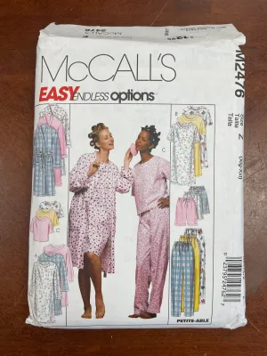 1999 McCall's 2476 Pattern - Pajamas, Nightgown and Nightgowns