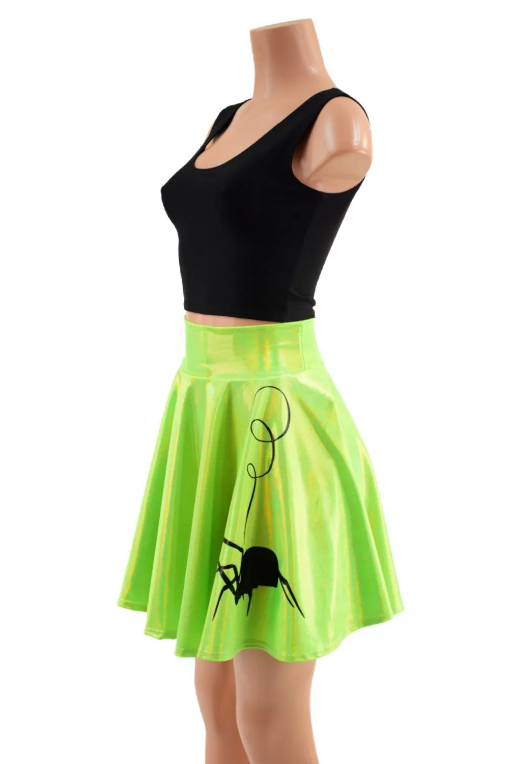 19" Lime Green Holographic Spider Skirt