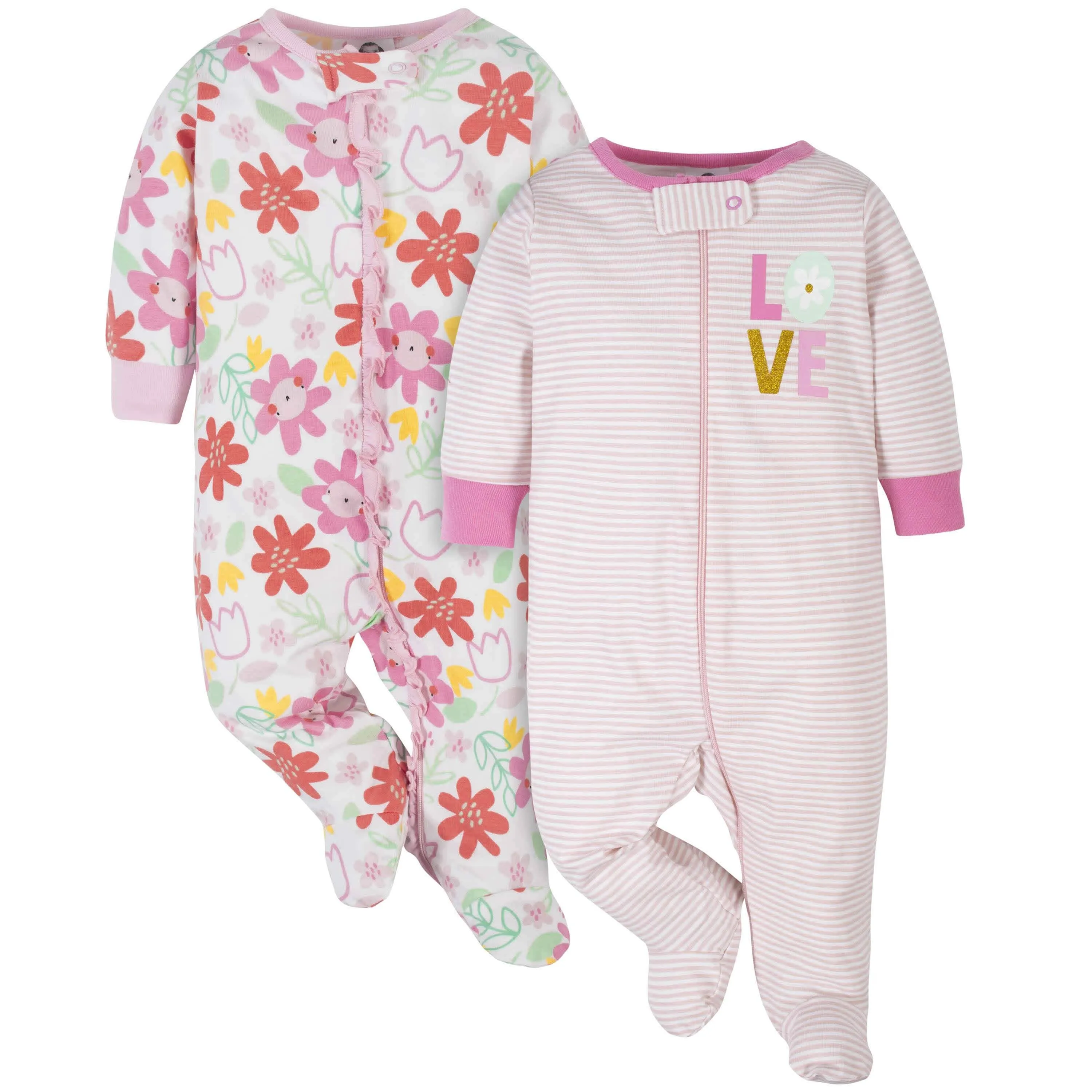 2-Pack Baby Girls Love & Floral Sleep 'n Plays