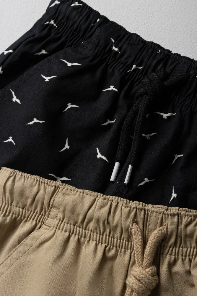 2 Pack Bird Shorts Black & Natural