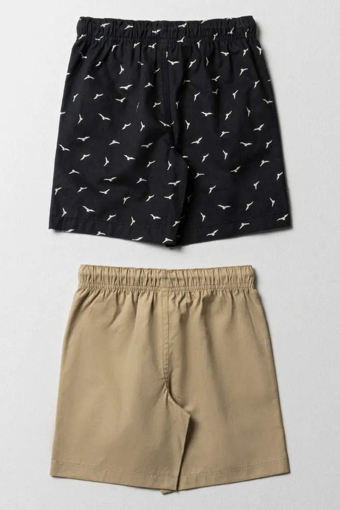 2 Pack Bird Shorts Black & Natural