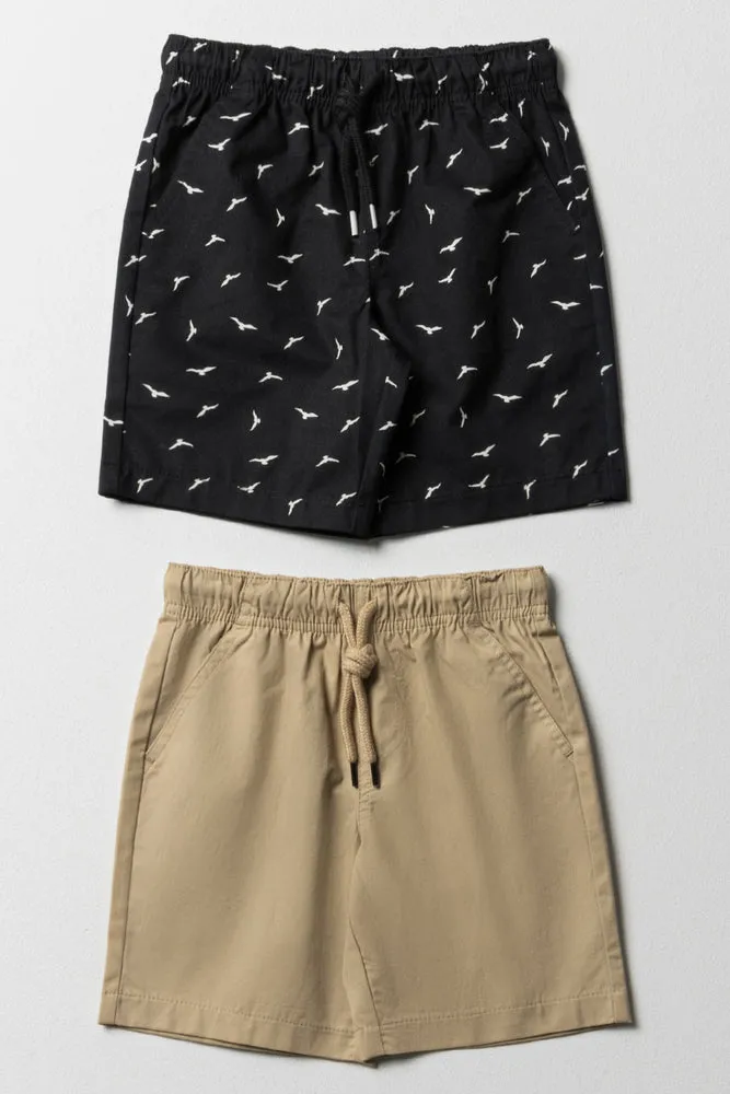 2 Pack Bird Shorts Black & Natural