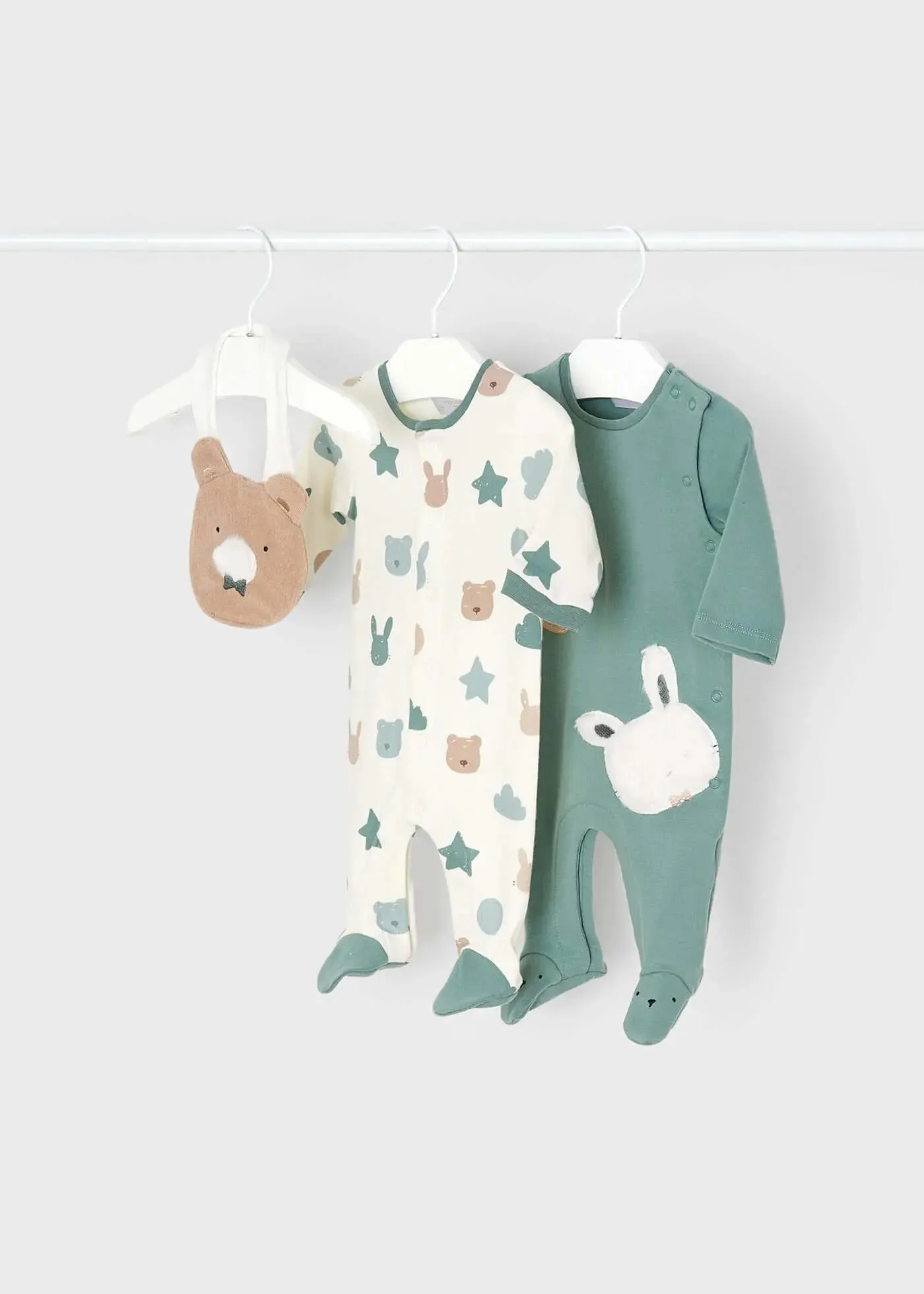 2-Pack Footed One-piece With Bib Newborn - Mineral | Mayoral