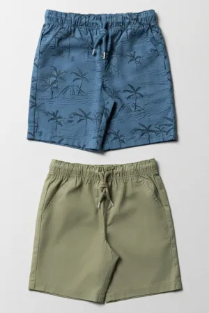 2 Pack Palm Shorts Blue & Green