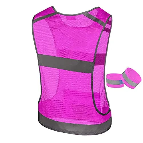 247 Viz Reflective Running Vest for Women & Men,High Visibility Reflector Vest with 2 Bands,Lightweight & Comfy Running Gear