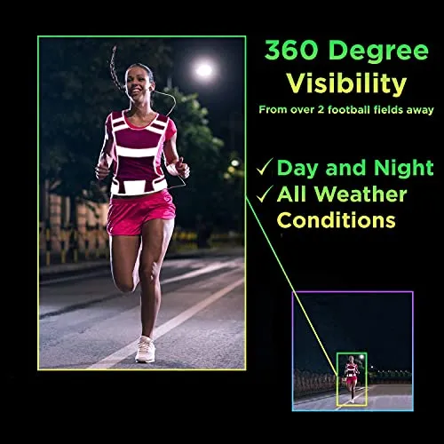 247 Viz Reflective Running Vest for Women & Men,High Visibility Reflector Vest with 2 Bands,Lightweight & Comfy Running Gear