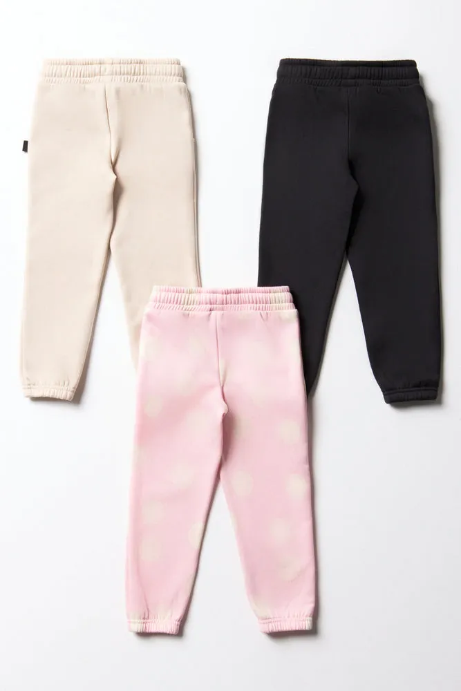 3 Pack Trackpants Natural, Pink & Navy