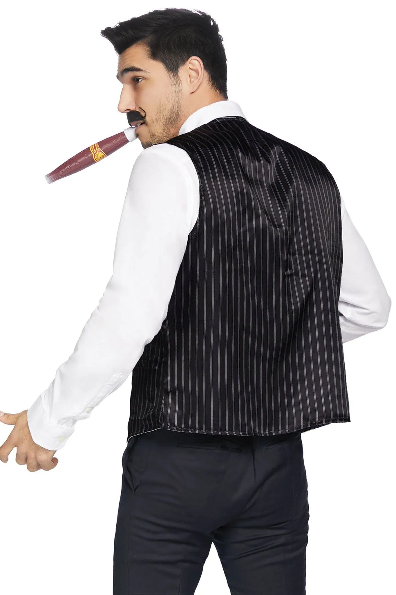 4 Piece Mobster Kit, Includes Vest, Bow Tie, Mustache, And Cigar