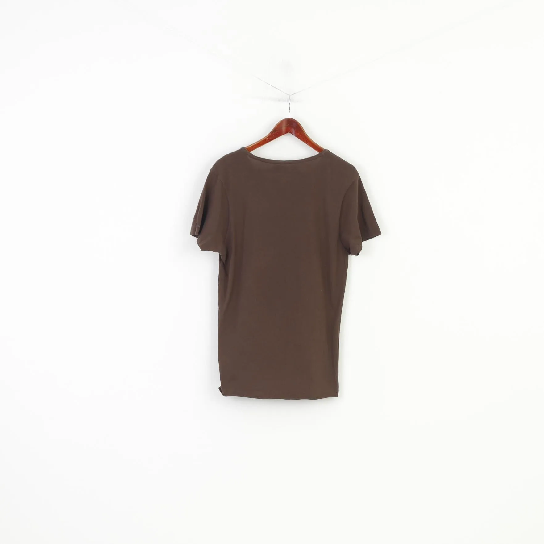 883 Police Men S T-Shirt Brown Cotton Graphic Graffiti Casual Top