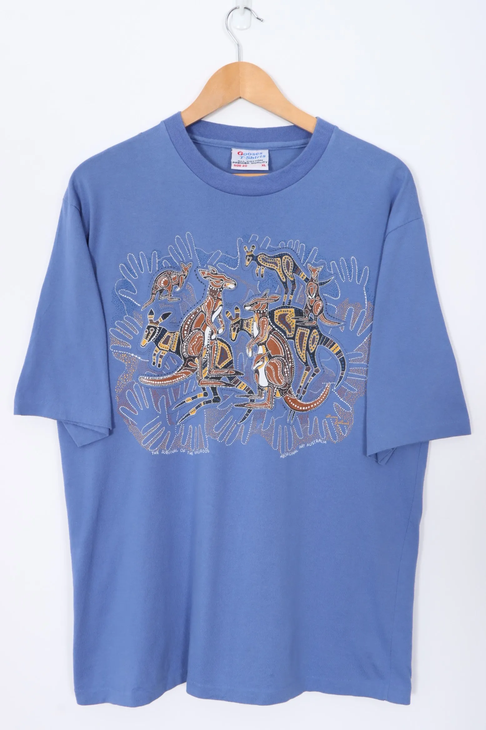 Aboriginal Art Australia 90s Kangaroos Single Stitch T-Shirt Australia Made (XL)