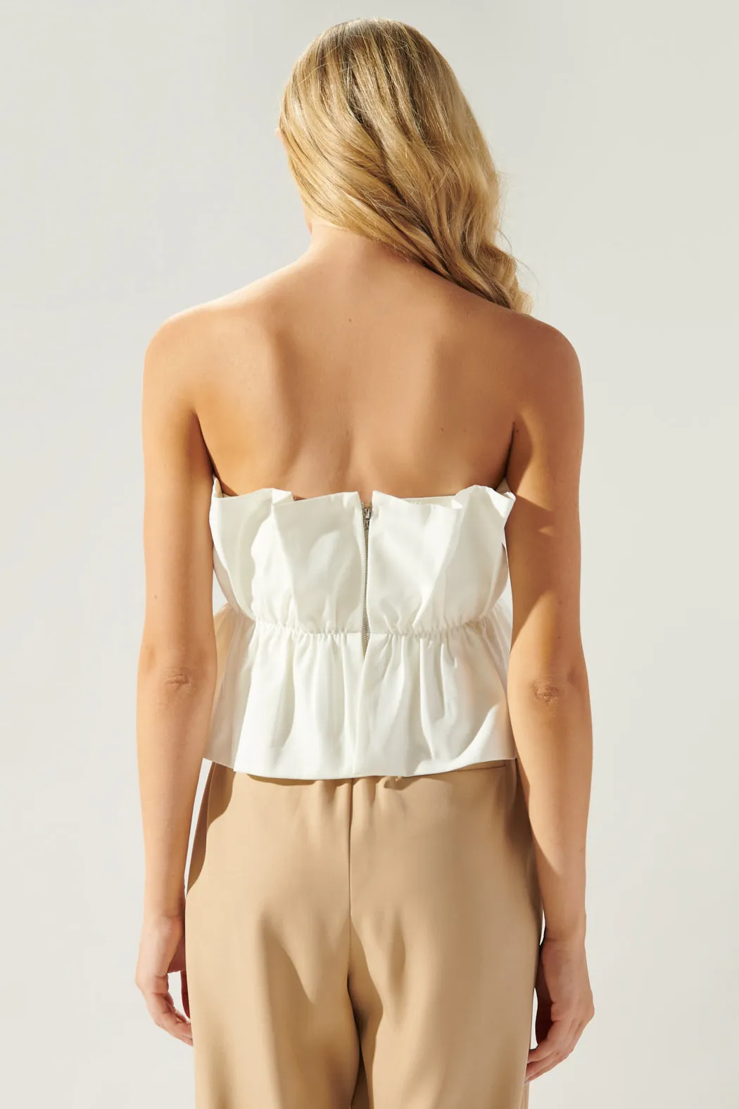 About Last Night Strapless Ruffle Top