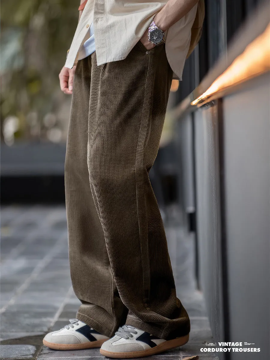 American Retro Corn Kernel Corduroy Casual Pants