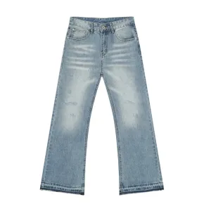 American Style New Men's Denim Pants Casual Washing Straight Zipper Menwear Wide Leg Male Trousers Summer Simple 9C6502