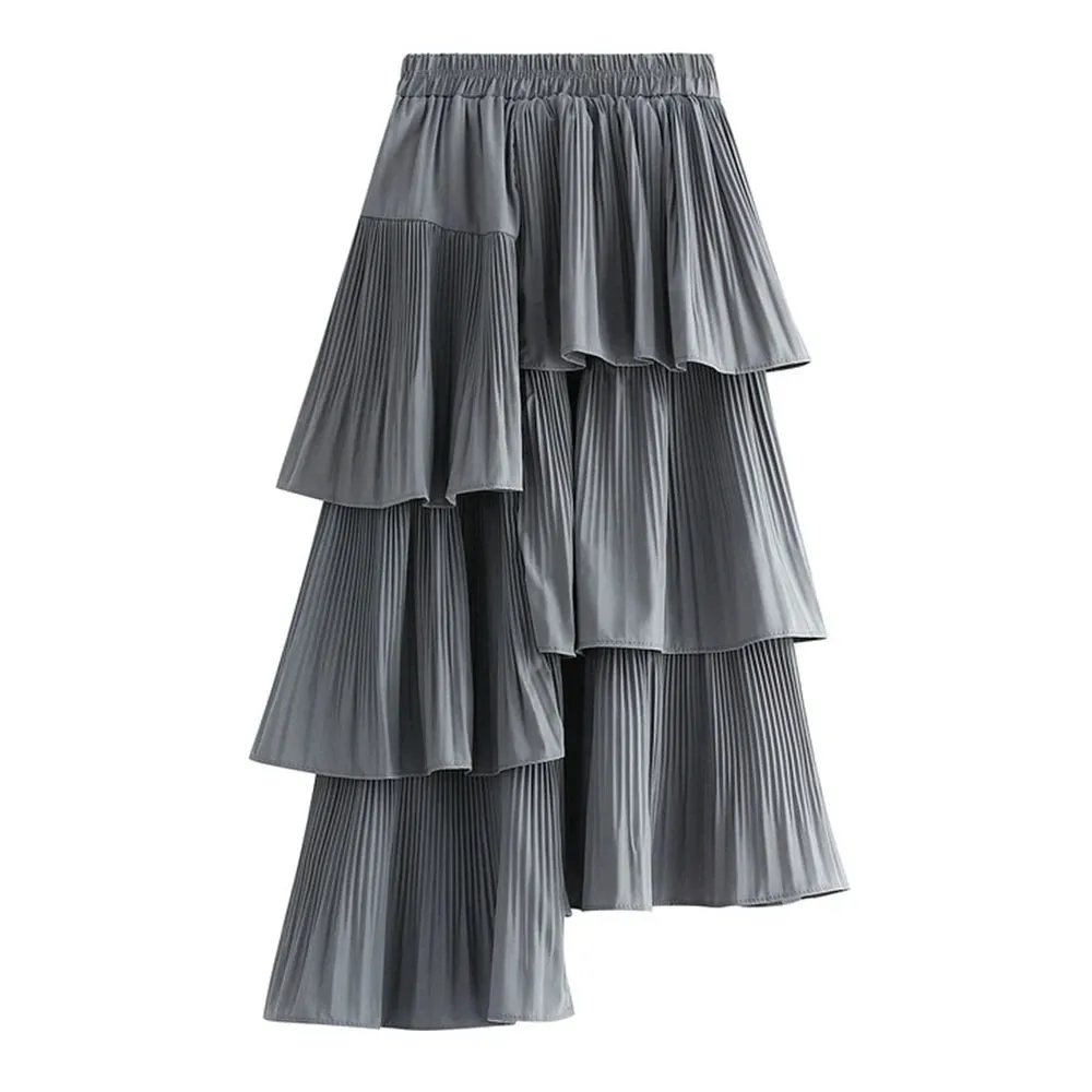 Asymmetrical Minimalist Skirts For Women High Waist Ruffles Irregular Temperament Skirt Female Fashion Clothing New