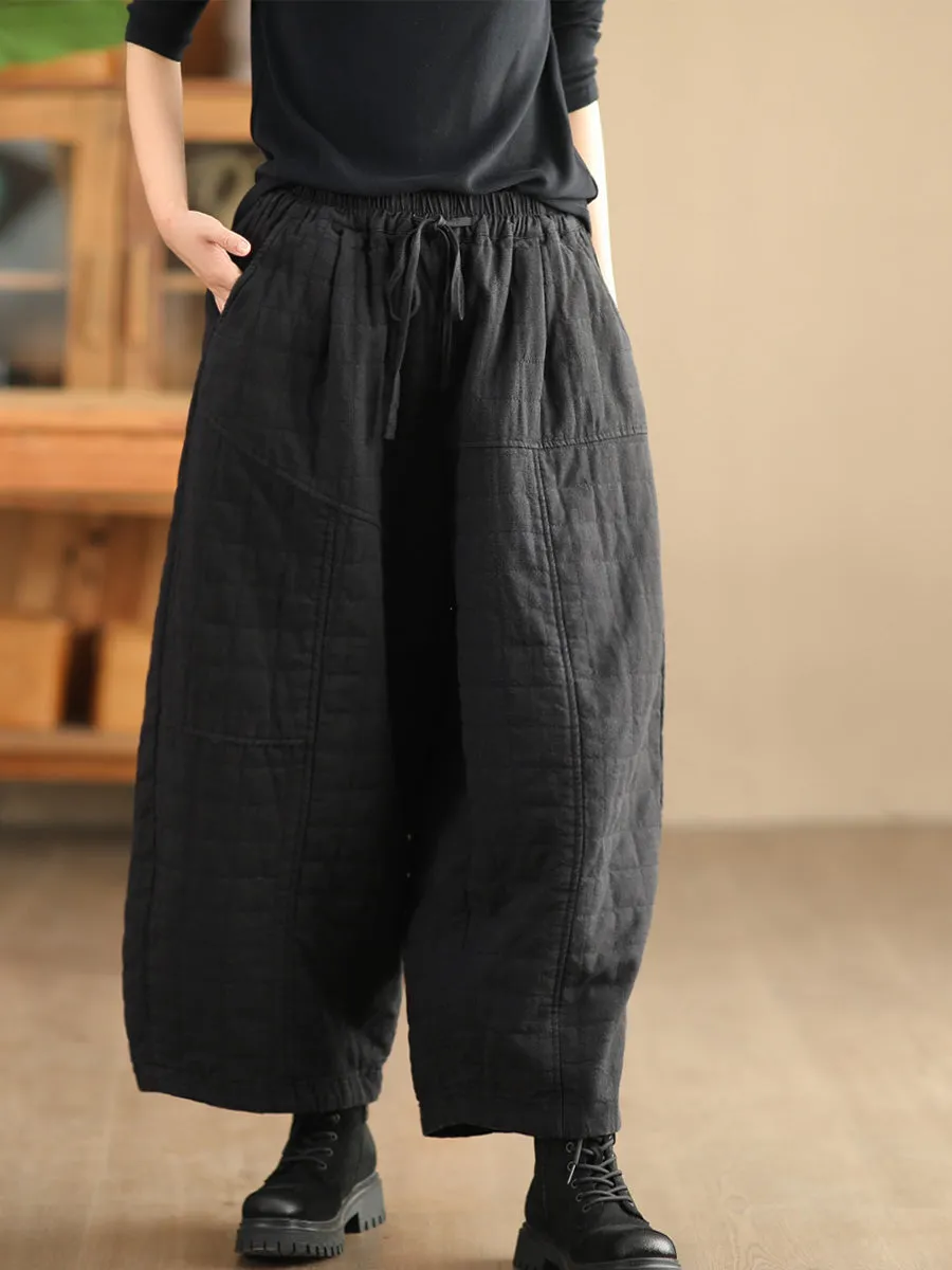 Babakud Women Winter Retro Thickened Ramie Cotton Harem Pants