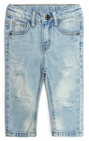 Baby Girls Boys Elastic Band Ripped Summer Fashion Denim Pants Jeans