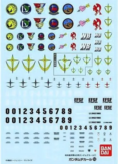 Bandai Gundam Decal #16 For 1/100 EFSF Earth Federation Space Force #1 MS Water Slide/Transfer Decals