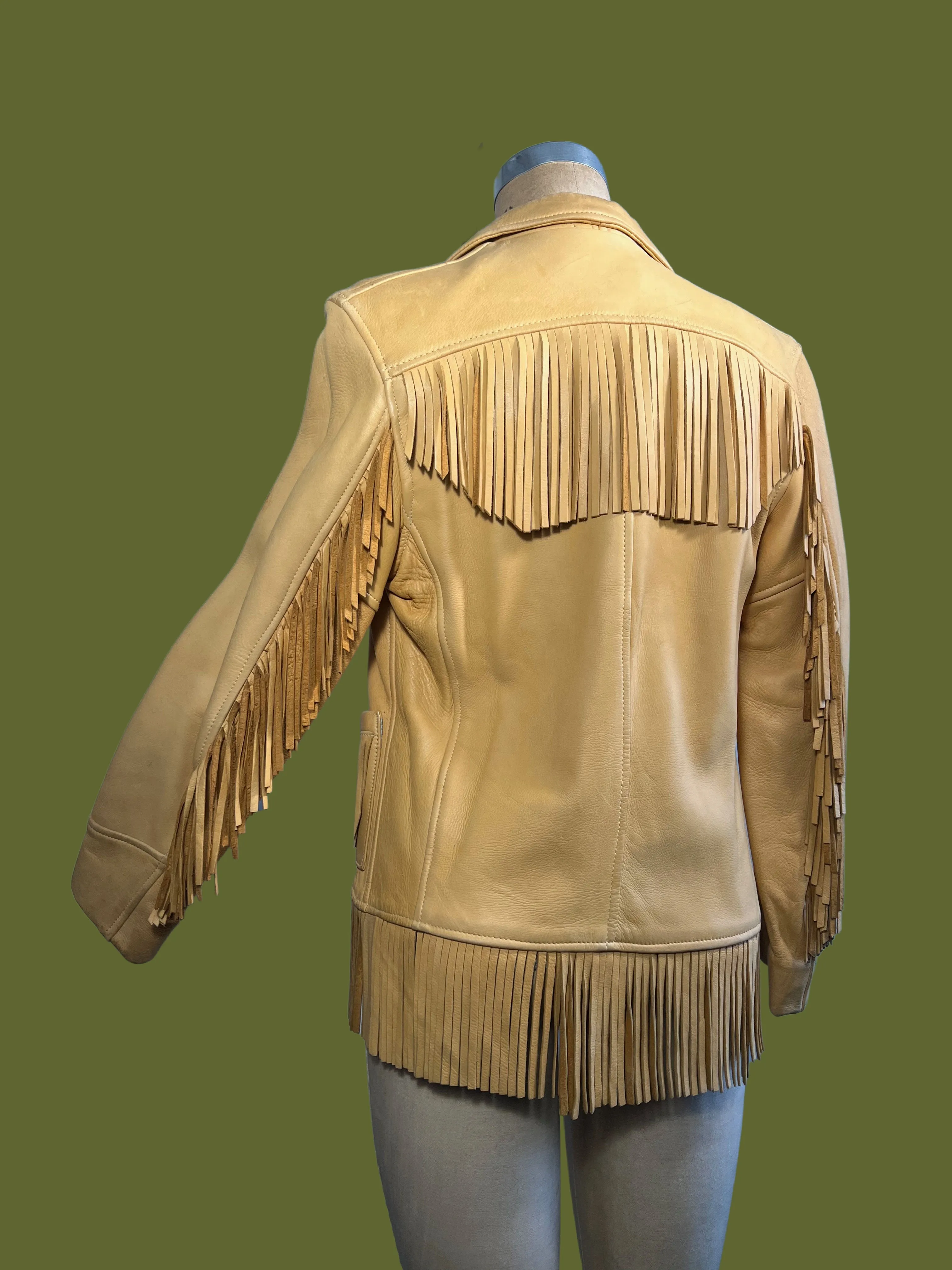 BERMAN BUCKSKIN CO. 50s 60s Buck Skin Leather Fringe Jacket, Women's Size Small