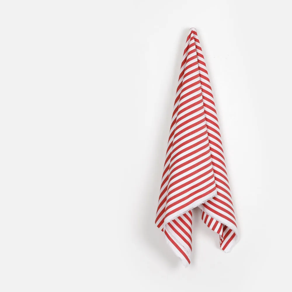 Big Candy Stripe Cotton Poplin - Crimson