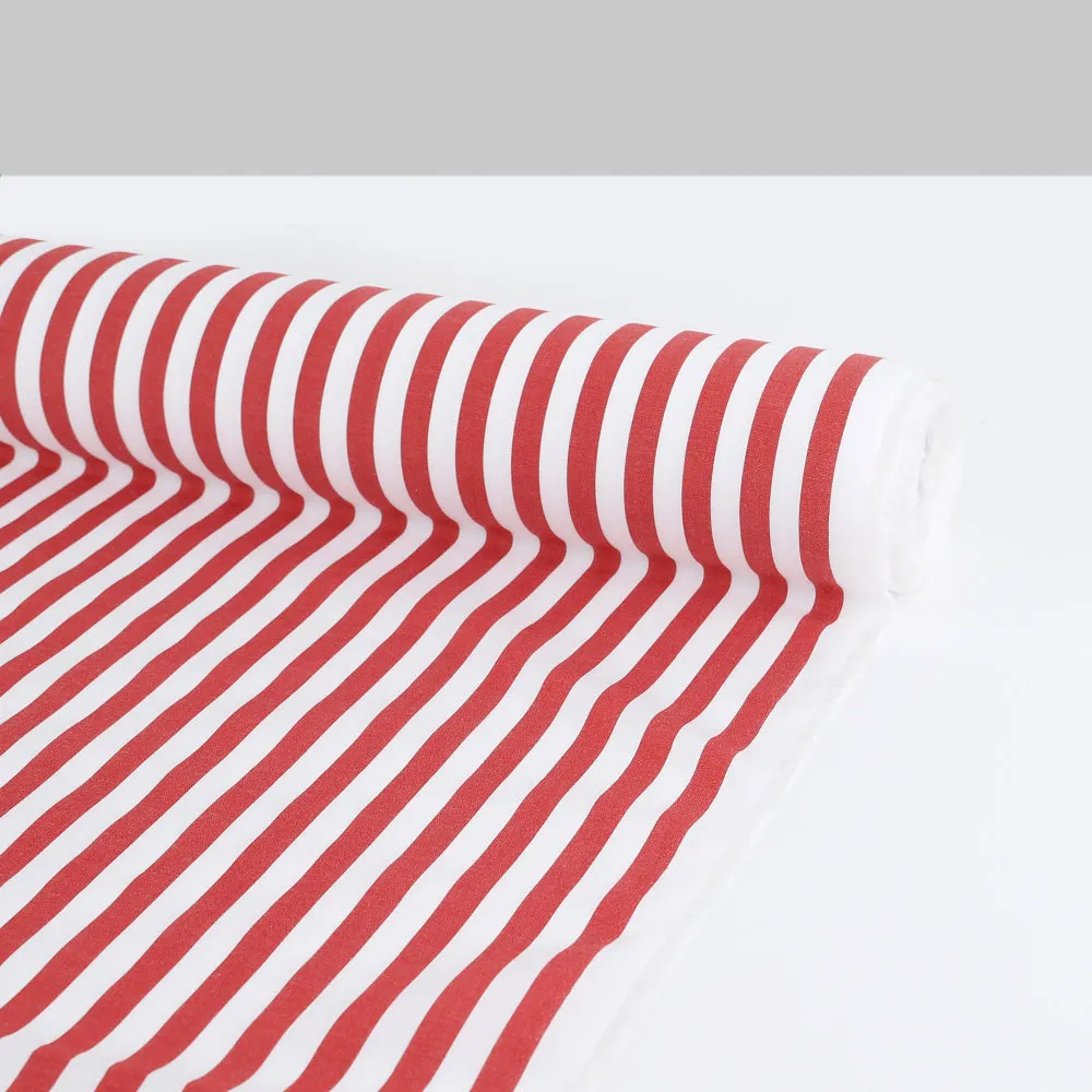 Big Candy Stripe Cotton Poplin - Crimson