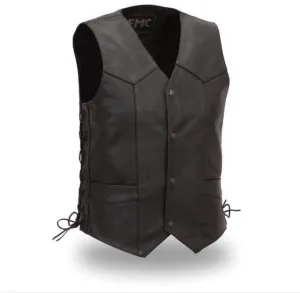 Black Leather "Carbine" Classic Western Vest