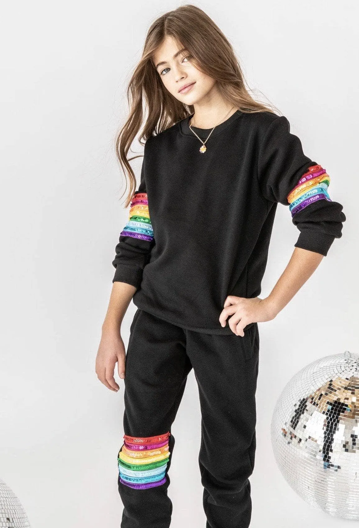 Black Rainbow Sequin Set