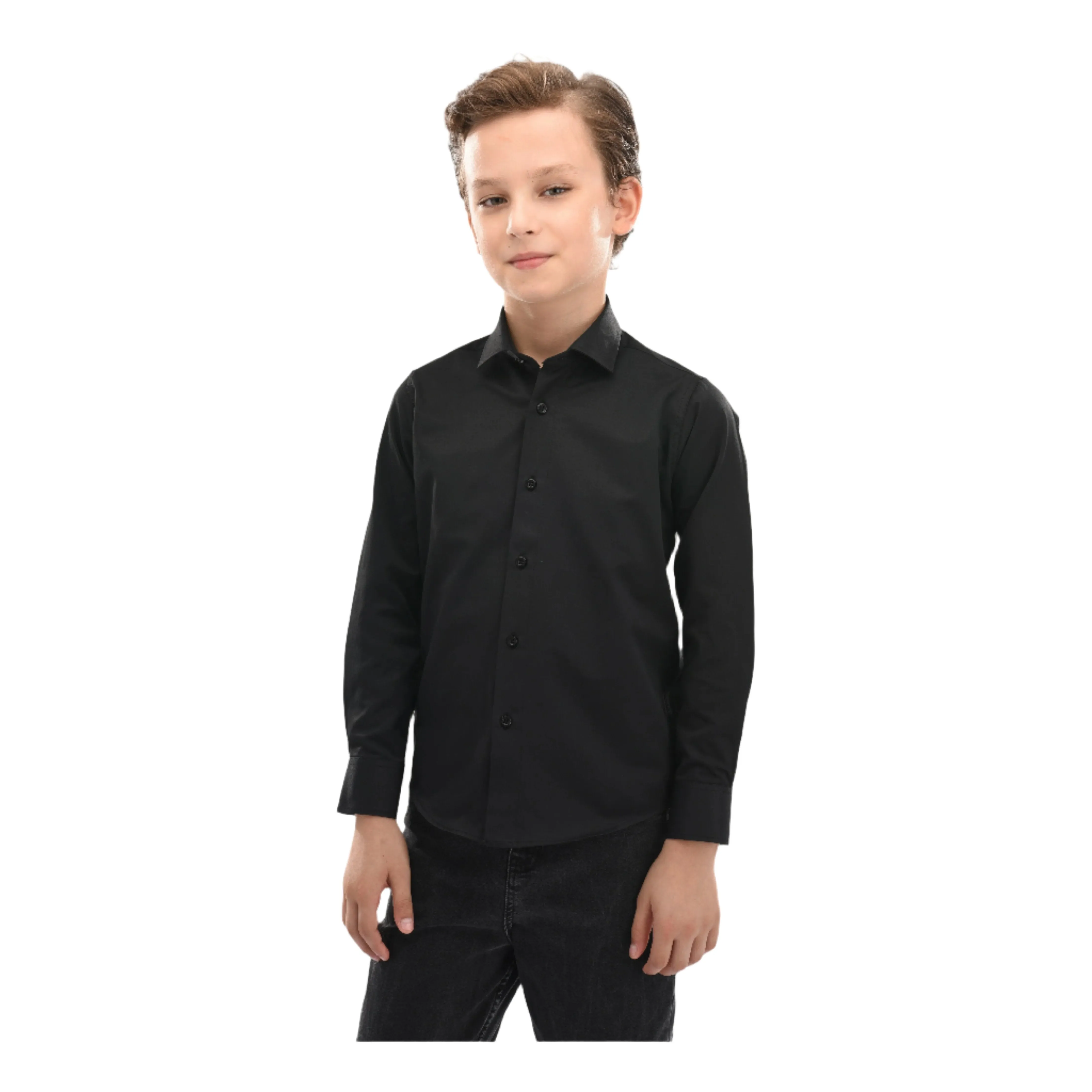 Black Solid Dress Shirt