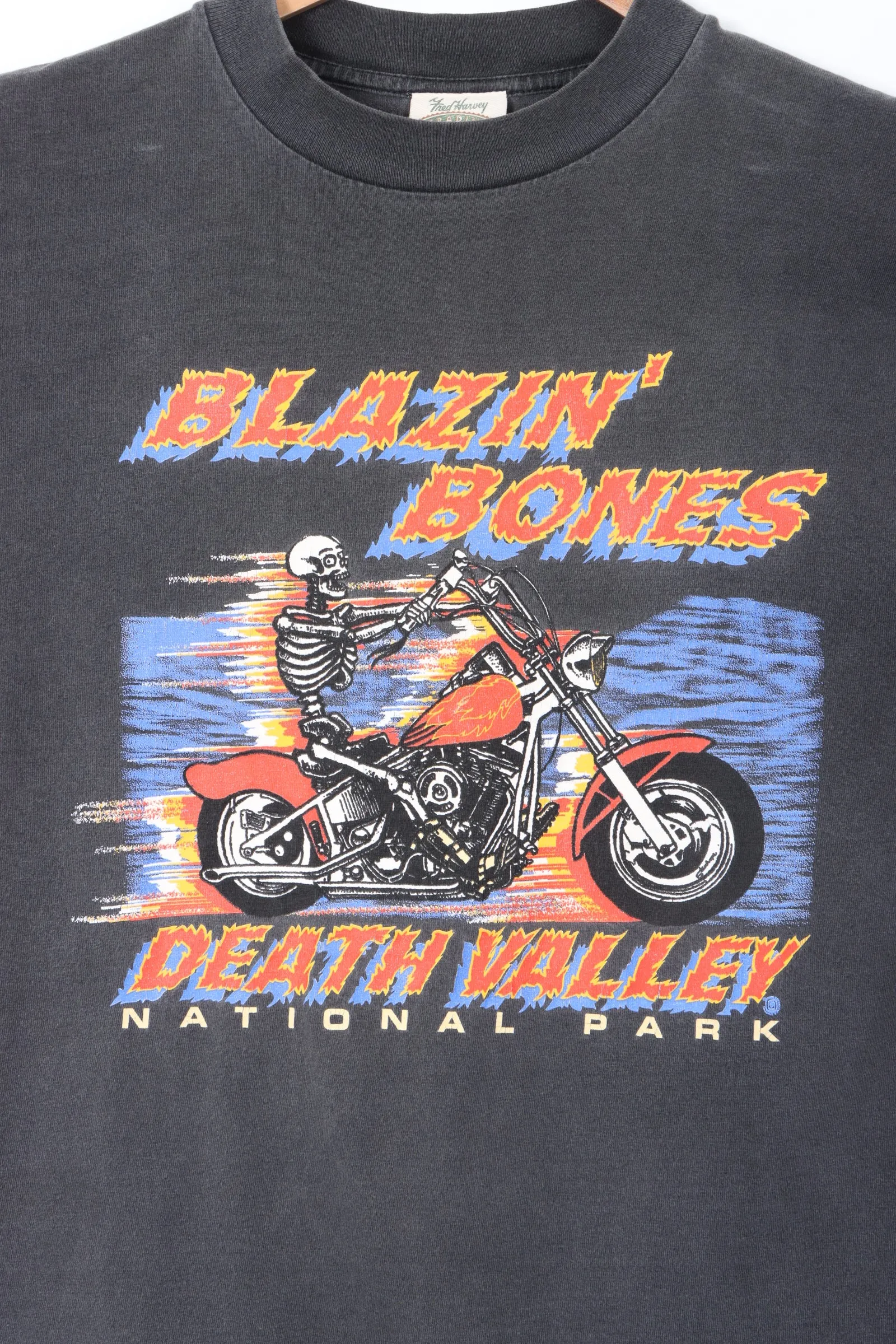 Blazin Bones Death Valley Biker Skeleton T-Shirt (L-XL)