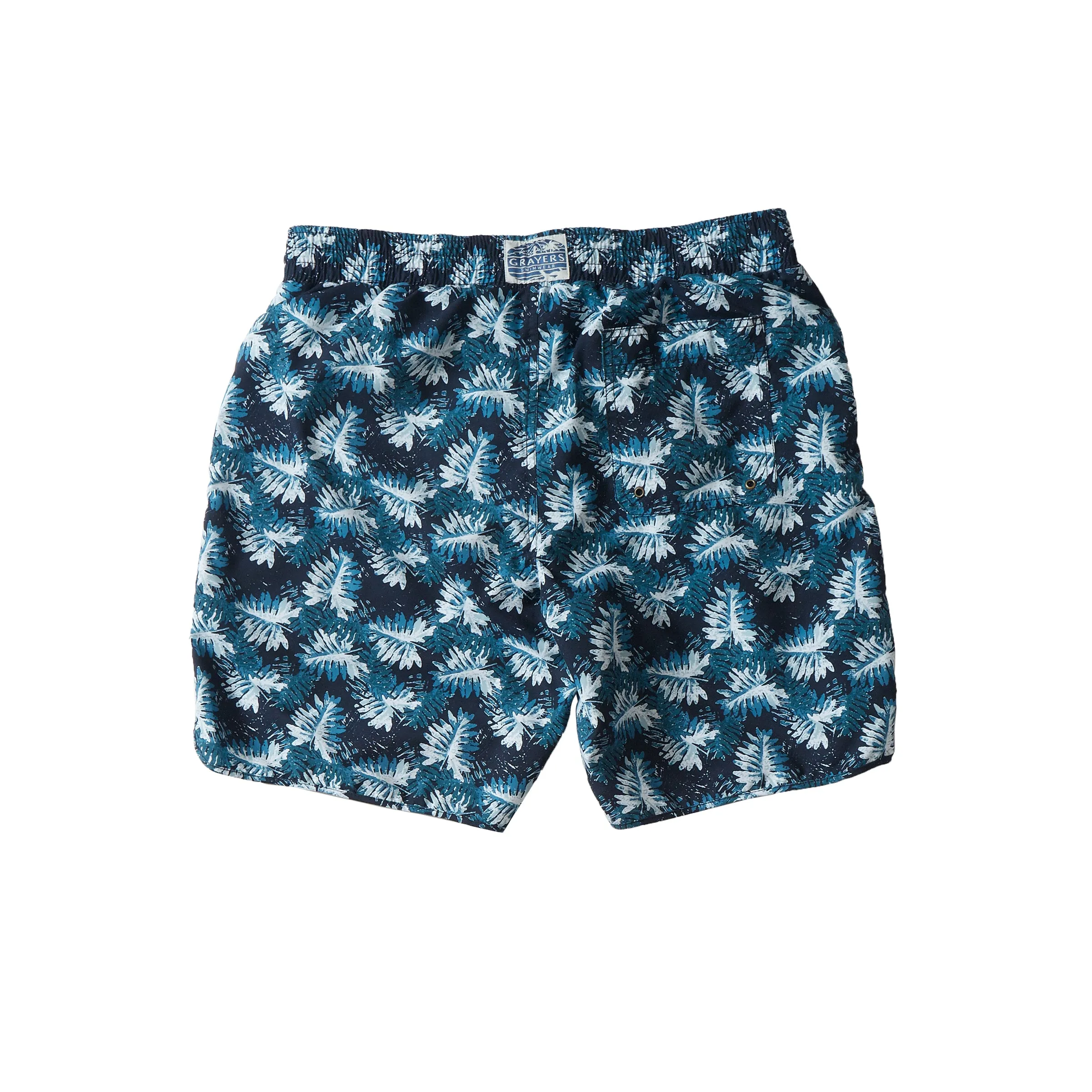 Blue Palms Eco Swim Trunk 8" - Navy Green Leaf