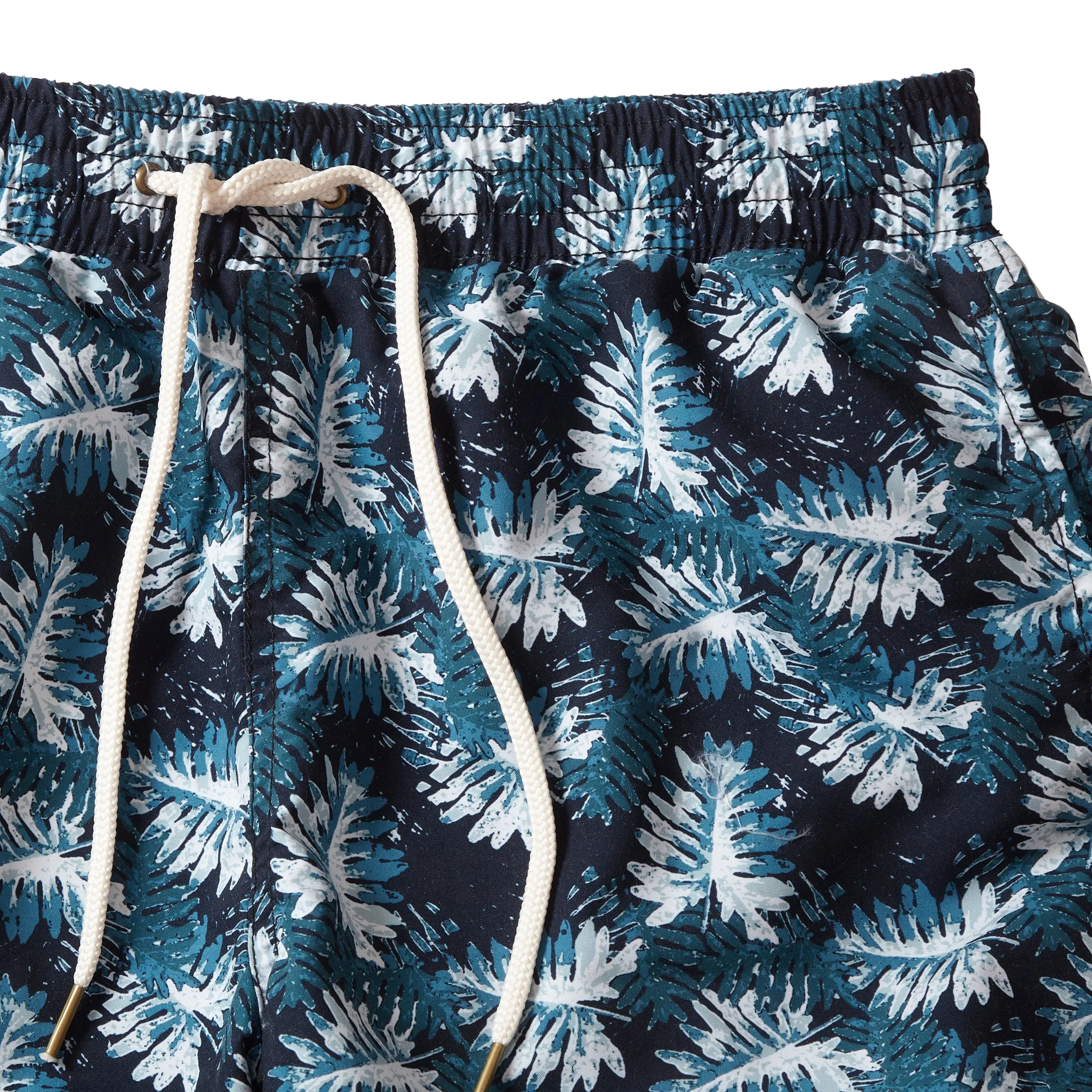 Blue Palms Eco Swim Trunk 8" - Navy Green Leaf