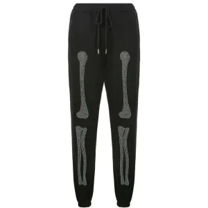 Bone Rhinestone Women Sweatpants and Jacket