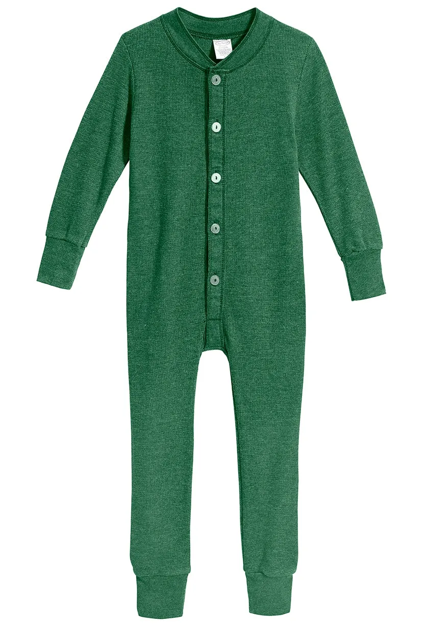 Boys and Girls Soft & Cozy Thermal One- Piece Union Suit  | Forest Green