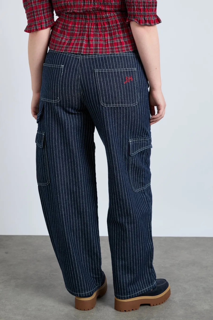 cargo jeans - navy pinstripe