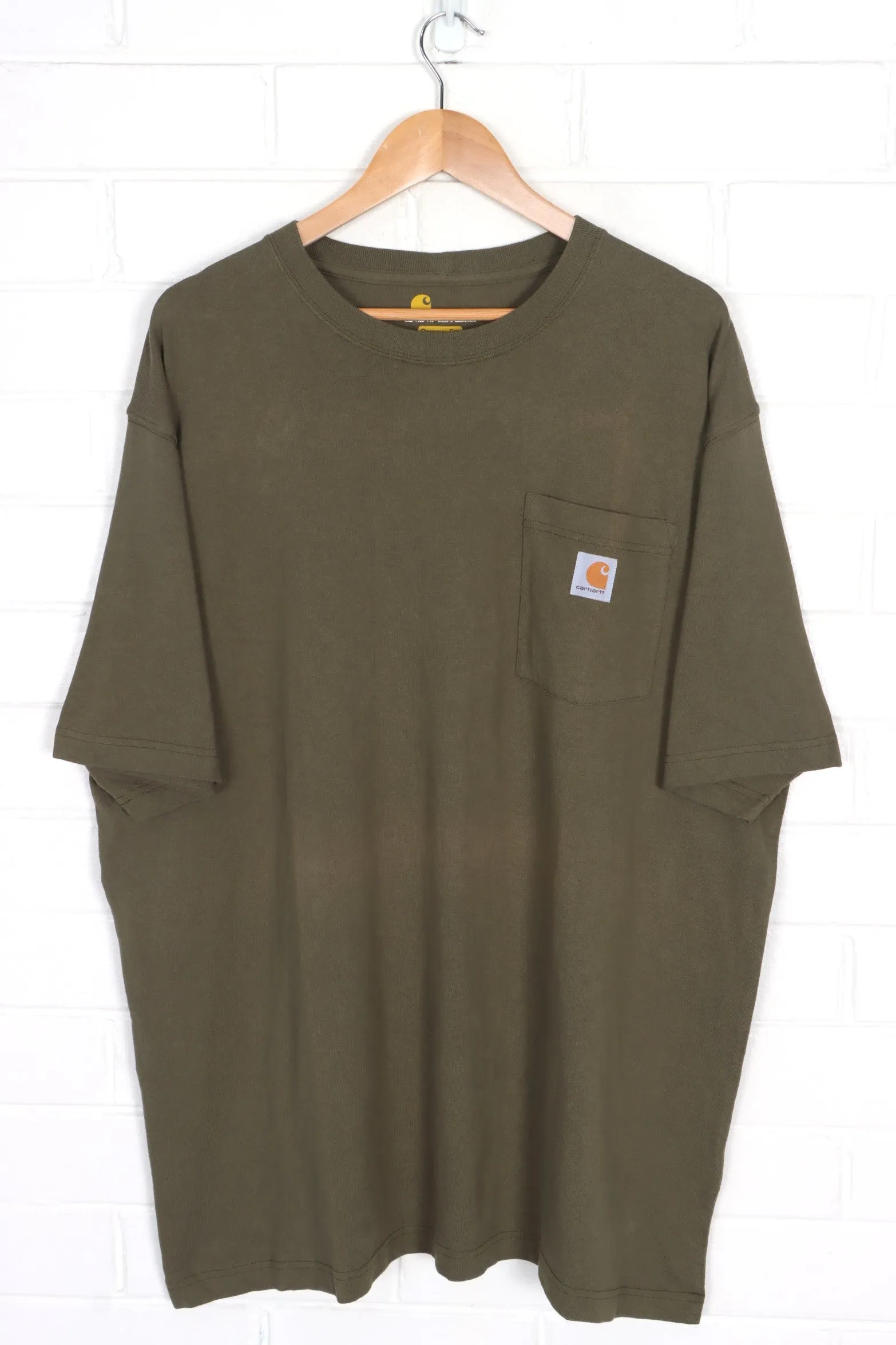 CARHARTT Olive Green 'Original Fit' Front Pocket T-Shirt (XXL)