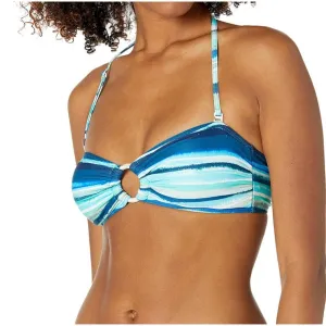 Carmen Marc Valvo Palermo Waters Stripe Bandeau Bikini Swim Top M