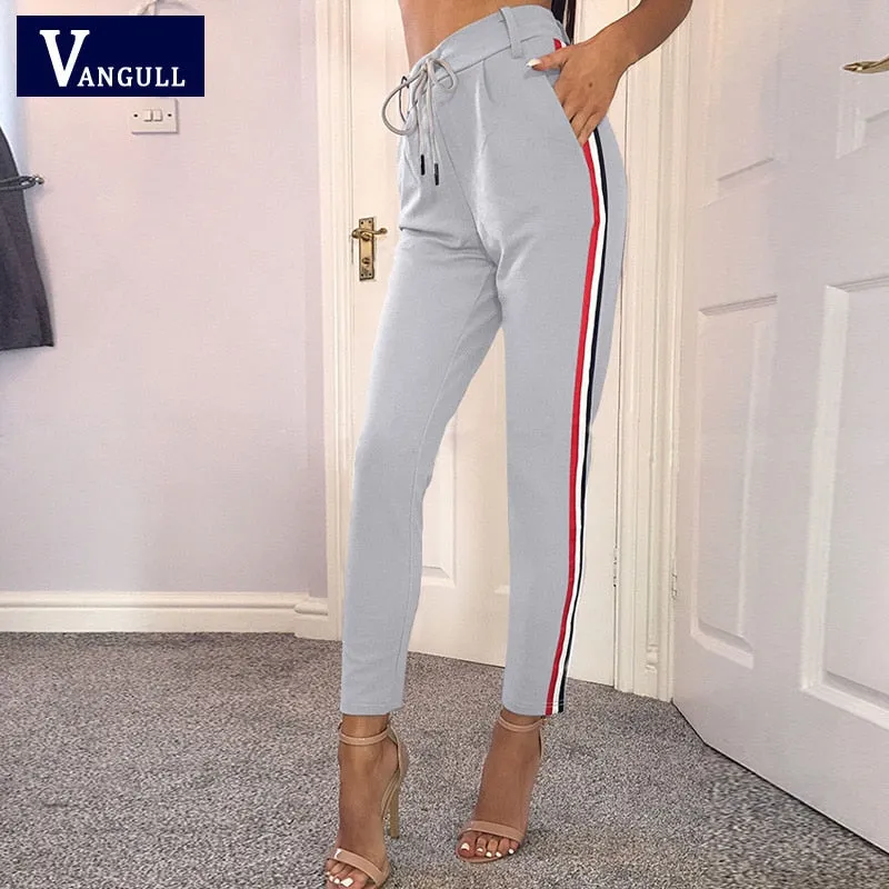 Casual Women High Mid Waist Pencil Pants