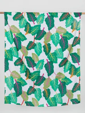 Chardcore Print Organic Cotton Linen Blend - White   Green   Magenta - Swatch