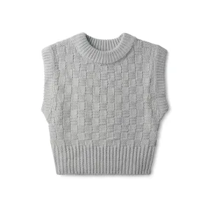 Checkered Knit Vest In: Light Grey