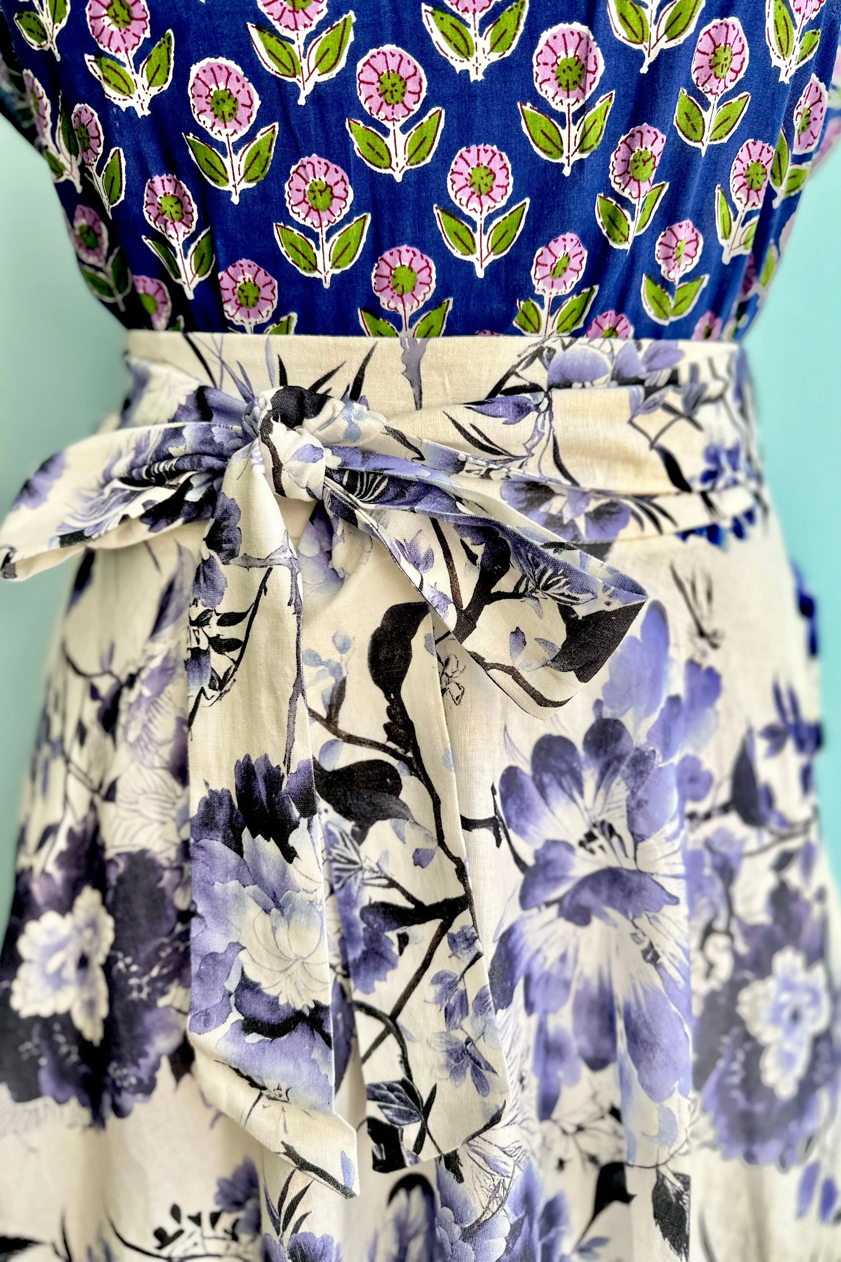 Chinoiserie Flowers Clara Skirt in Purple and Black by Miss Lulo